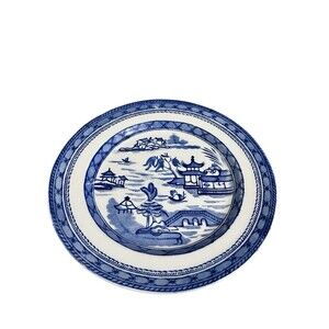 Antique Canton Plate Blue White Ashworth Bros Hanley England Transfer Porcelain